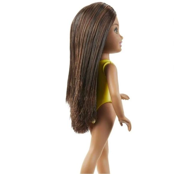 BARBIE CLUB CHELSEA DOLL W/LONG BROWN HAIR & GREEN EYES PINEAPPLE SWIMSUIT NWT - Picture 4 of 6